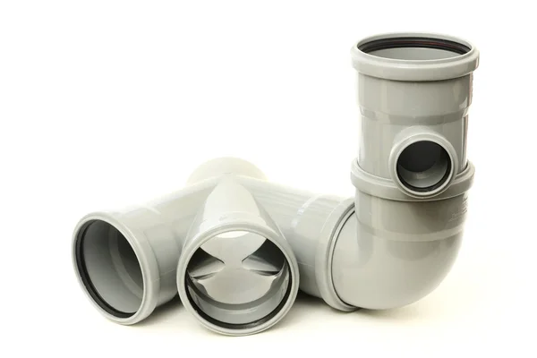 New gray drain pipe isolated on a white background — Stock Photo, Image