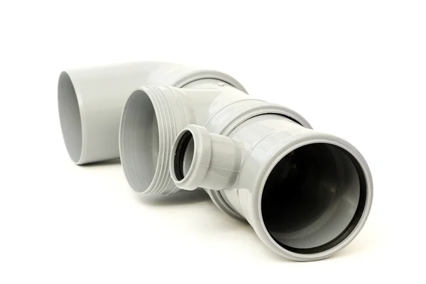 New gray drain pipe isolated on a white background — Stock Photo, Image