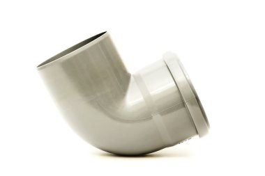 Beyaz arka plan üzerinde izole drenaj boru kırmızı köşe