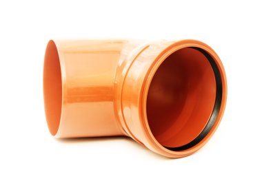 Beyaz arka plan üzerinde izole drenaj boru kırmızı köşe