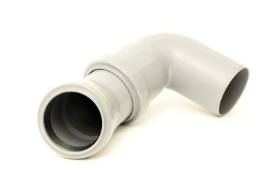 Beyaz bir arka plan üzerinde izole yeni gri pis su borusu