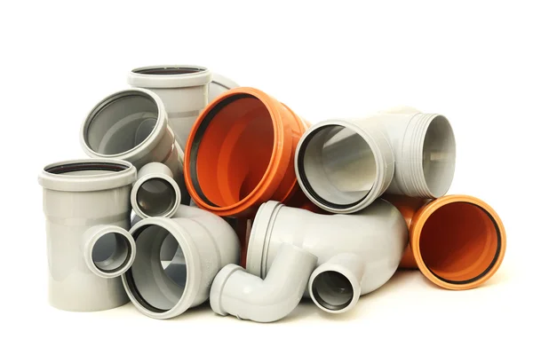 Composition from plastic sewer pipes — Stock Photo, Image