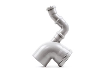 Beyaz bir arka plan üzerinde izole yeni gri pis su borusu