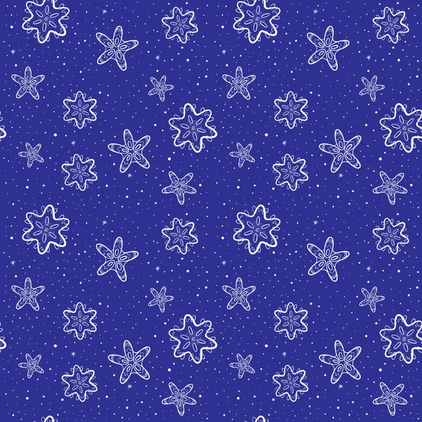 Seamless christmas background with snowflakes and snow — Stock Vector