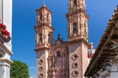 View of Church of Santa Prisca de Taxco (The Parroquia de Santa Prisca) in Taxco historic city center clipart