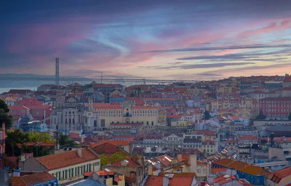 Lisszabon Látképi Panorámája Szent György Kastélyból Sao Jorge — Stock Fotó