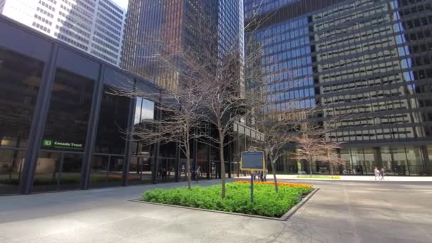 Forgatókönyv Toronto Pénzügyi Kerület Városkép Modern Építészet Mentén Bay Street — Stock videók