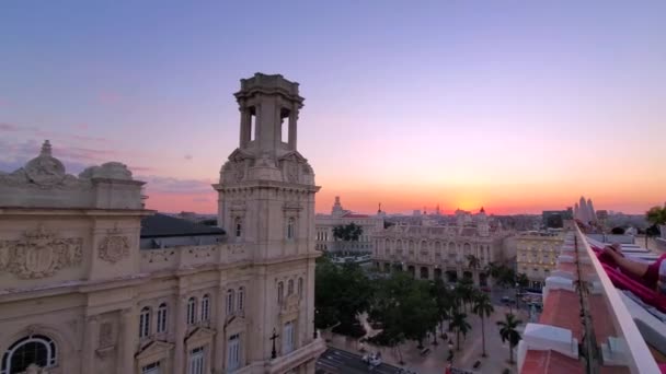 Vista Panorámica Habana Vieja Coloridas Calles Habana Vieja Centro Histórico — Vídeo de stock