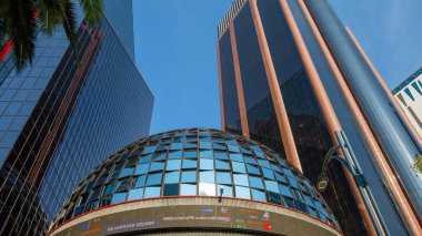 Mexico City, Meksika-25 Aralık 2019: Meksika borsası (Meksika Bolsa veya BMV olarak da bilinir) Paseo de la Reforma 'da bulunmaktadır. Latin Amerika 'nın en büyük ikinci borsası.