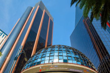 Mexico City, Meksika-25 Aralık 2019: Meksika borsası (Meksika Bolsa veya BMV olarak da bilinir) Paseo de la Reforma 'da bulunmaktadır. Latin Amerika 'nın en büyük ikinci borsası.