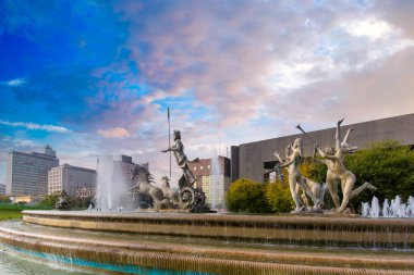 Monterrey, Macroplaza, Landmark Neptune Fountain, also known as Fountain of Life, Fuente de la vida clipart