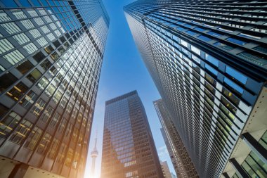 Sahne Toronto finans bölgesi silüeti ve modern mimari silüeti