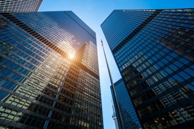 Sahne Toronto finans bölgesi silüeti ve modern mimari silüeti