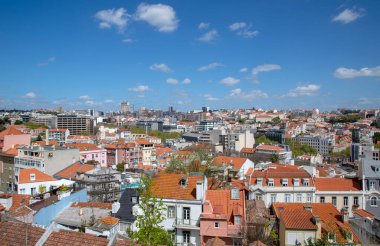 Scenic panoramic views of Lisbon from Saint George Castle, Sao Jorge, lookout