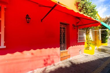 Scenic colorful streets of Cartagena in historic Getsemani district near Walled City, Ciudad Amurallada clipart