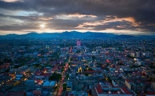 Vista panorâmica panorâmica panorâmica do centro histórico da Cidade do México a partir do deck de observação no topo da Torre Latino-Americana Latinoamericana — Fotografia de Stock