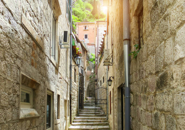 Kotor streets in historic part of town.