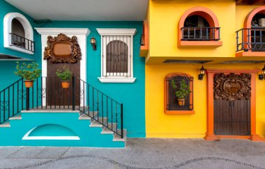 Puerto Vallarta colorful streets in historic city center near the sea promenade Malecon and Playa de los Muertos beach