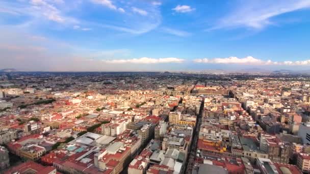 Mexiko, panoramatický výhled na historické centrum Mexico City Zocalo, centrum a finanční centrum z vyhlídkové paluby na vrcholu Latinské Ameriky Tower, Torre Latinoamericana — Stock video