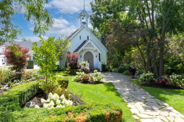 Kleinburg 'un manzaralı caddeleri, Vaughan, Ontario, Kanada' da kurulmamış bir köy.