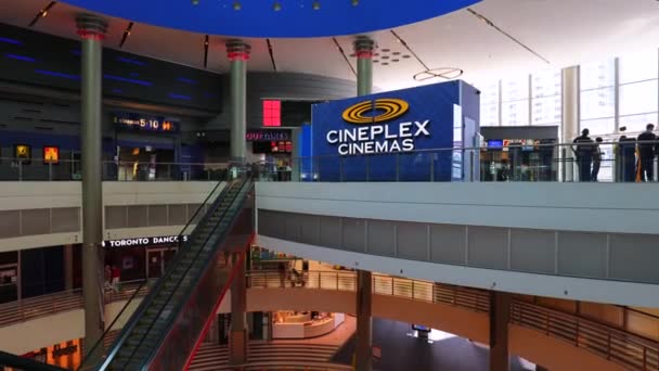 Cineplex movie theater being open to customers and resuming movies and entertainments programs after Covid-19 lockdown — Stock Video