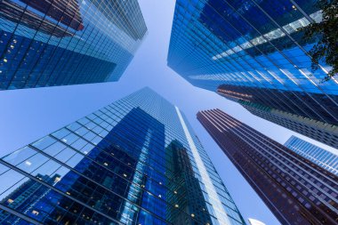 Toronto finans bölgesi lüks daireleri ve finans ofisleriyle gökyüzü manzarası