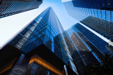 Toronto finans bölgesi lüks daireleri ve finans ofisleriyle gökyüzü manzarası