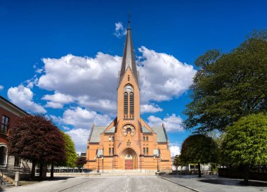 Norveç, Haugesund, merkezi katedral Kurtarıcımızın Kilisesi tarihi şehir merkezinde..