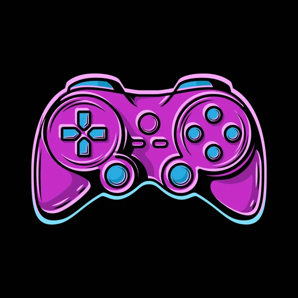  Joypad 'in tişörtü. Neon illüstrasyon. Eğlence için kavramsal sanat.