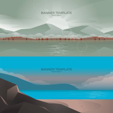 Web sitesi için manzara web pankartı, tematik minimalist afiş doğa ve turizm