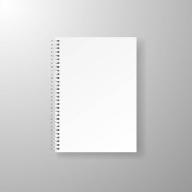 Boş kapaklı ya da markalaşma için açık sayfalı defter modeli, izole edilmiş boş sayfa