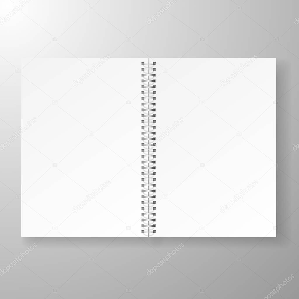 Notebook mockup with empty cover or open sheet for branding, isolated blank sheet