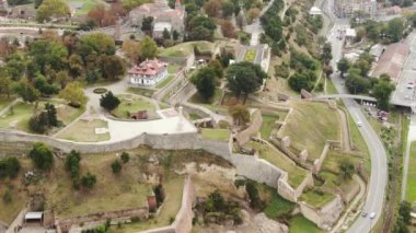Kalemegdan Kalesi Çöküşte, Belgrad ve Sırbistan 'ın Tarihi Simgesi, Drone Hava Görüntüsü