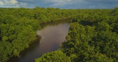 Rio Negro ve Amazon Nehri Havacılık Manzarası Etrafındaki Brezilya Yağmur Ormanları