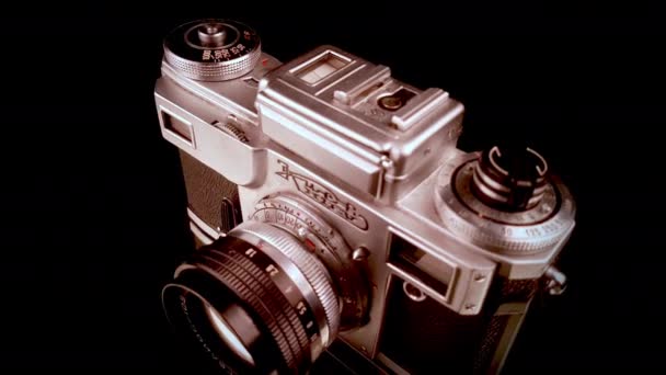 Kiev 4A 35mm Vintage Analog Photo Camera From 1970s Close Up — Stock Video