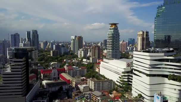 Aerial View of Bangkok Downtown Cityscape, Thailand, Modern Buildings — Stock Video