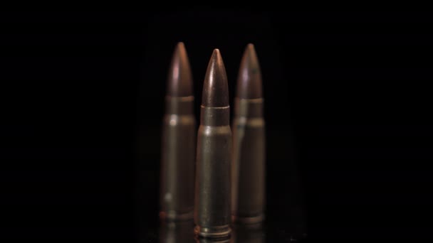 Bullets 7.62 mm For AK-47 Kalashnikov Automatic Machine Gun Riffle Weapon — стокове відео