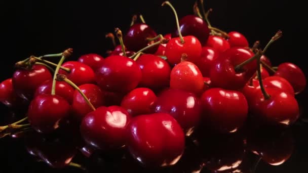 Sweet Cherry Fruit, Close Up. Fresh and Juicy Harvest, Spinning Studio Shot — Stock Video