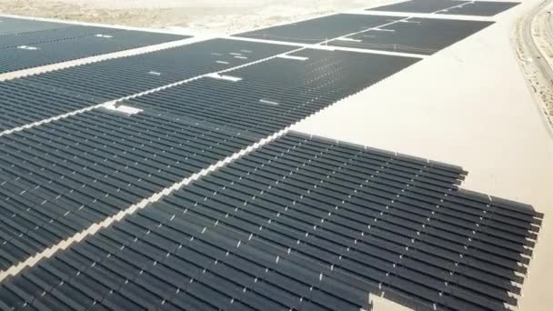 Massive Solar Panels at Power Plant Station in Californian Desert, Aerial View — Stock Video