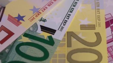 Euro Banknotları Yakın Çekim. Avrupa Birliği Para Birimi, Nakit Para