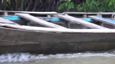Tahta Tekne Dönüştürülmüş Motorlu Tekne Mekong Delta Nehri Kanalı, Vietnam