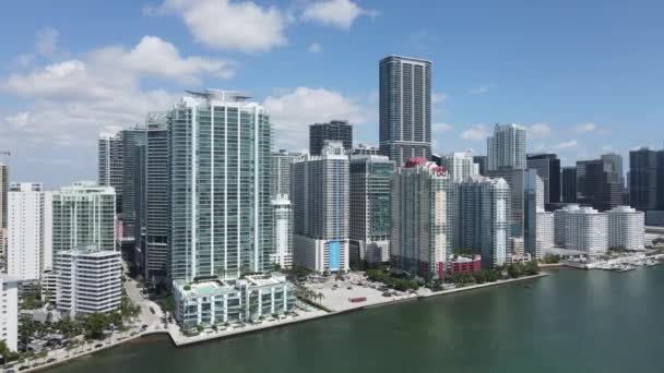 Centrum Miami, Floryda, USA, Drone Aerial View of Skyscrapers and Buildings — Wideo stockowe