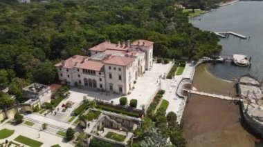 Vizcaya Müzesi ve Bahçeler, Miami USA. Coconut Grove 'daki Landmark' ın Hava Görünümü