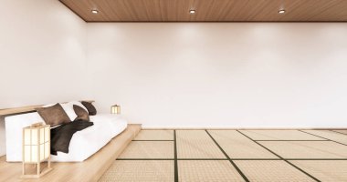Japonya 'da beyaz kanepe japoncası tropikal desing ve tatami minder 3D döşeme