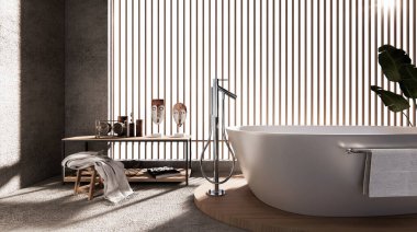 Beyaz arka plan 3D görüntüleme banyoları