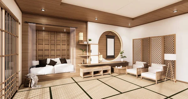 Çember Duvar Tasarım Odası Japonca Zen Tarzı Minimal Tasarımlar Görüntüleme — Stok fotoğraf
