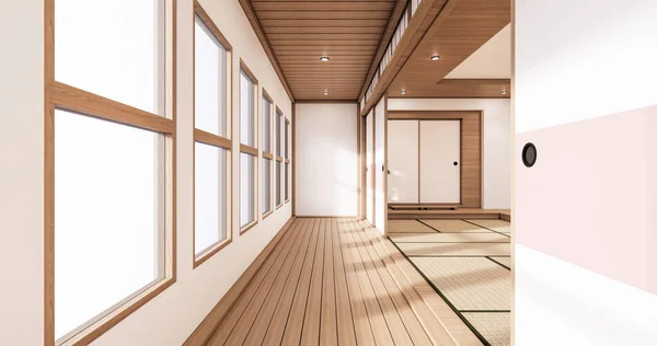 Desain Interiornya Bergaya Asia Ruang Tamu Modern Putih Ilustrasi Render — Stok Foto