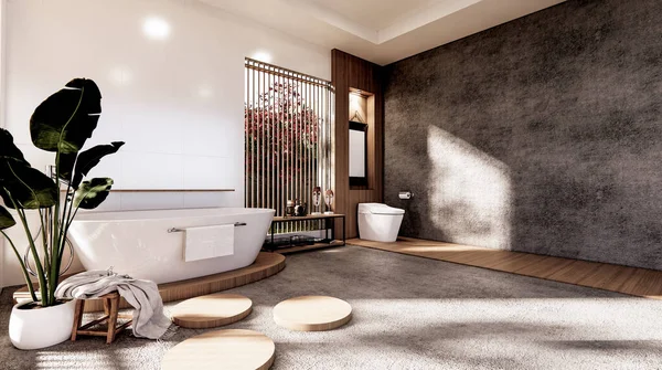 Bath Toilet Bathroom Zen Style Rendering — Stock Photo, Image