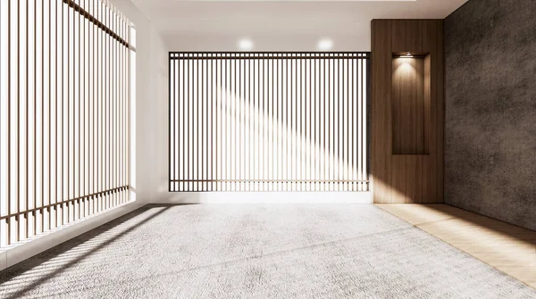Tomma Rummet Japansk Stil Och Lampa Ner Ljus Hylla Vägg — Stockfoto