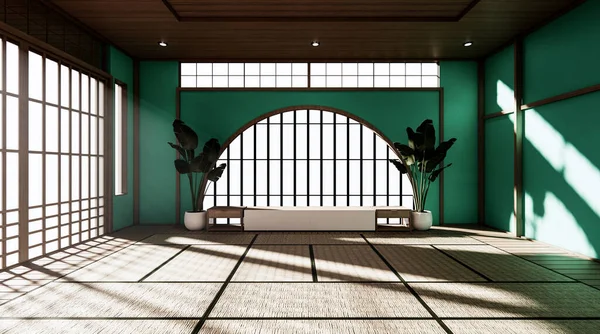 Quarto Casa Moeda Desenho Espaçoso Estilo Japonês Luz Tons Naturais — Fotografia de Stock